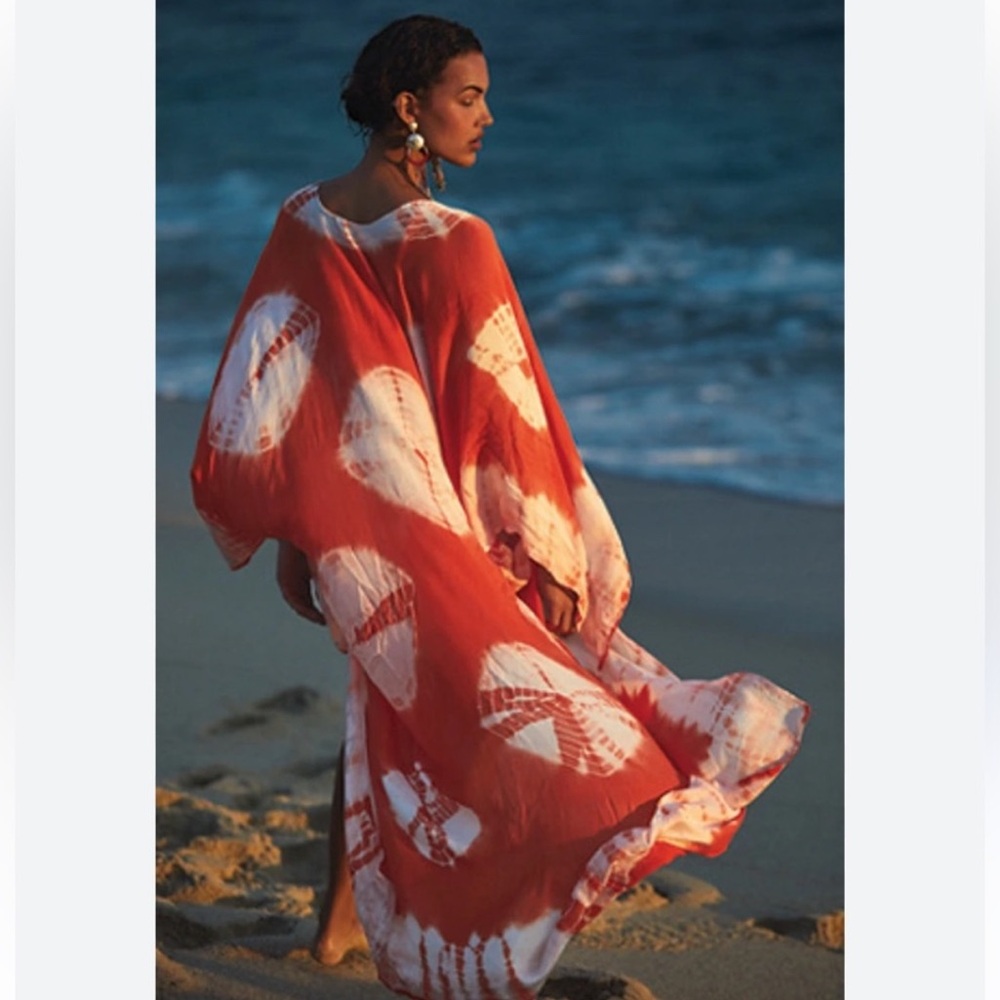 FREE PEOPLE Spellbound Tie Dye Kimono COLOR - Orange NWOT One Size
